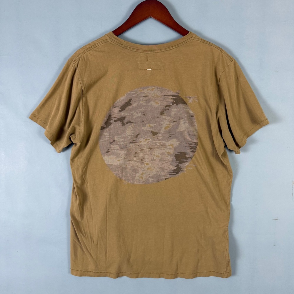 Rag & Bone Men's M Faded Dark Green Moon Graphic T-Shirt Distressed Double Sided